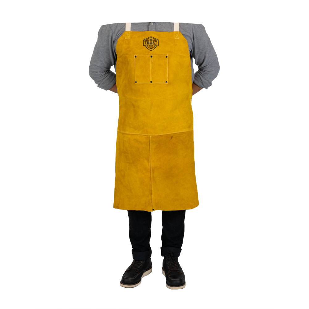 5051 PREMIUM GOLDEN BROWN 24"X36" LEATHER BIB APRON