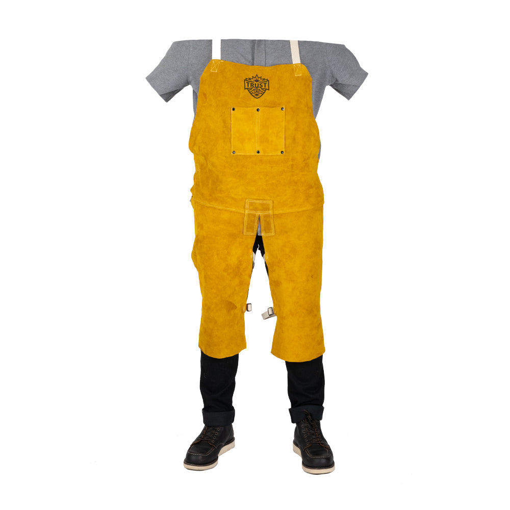 5061 PREMIUM GOLDEN BROWN 24"X36" LEATHER SPLIT LEG BIB APRON