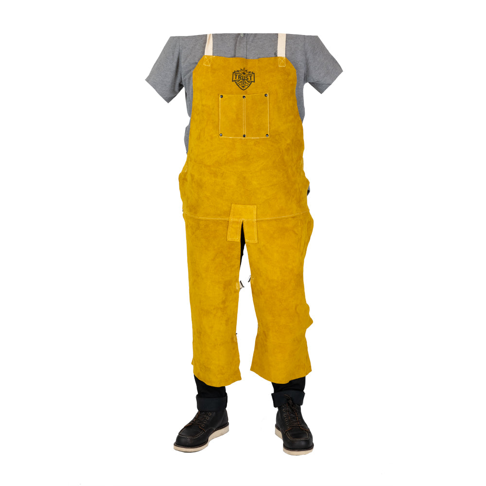 5063 PREMIUM GOLDEN BROWN 24"X42" LEATHER SPLIT LEG BIB APRON
