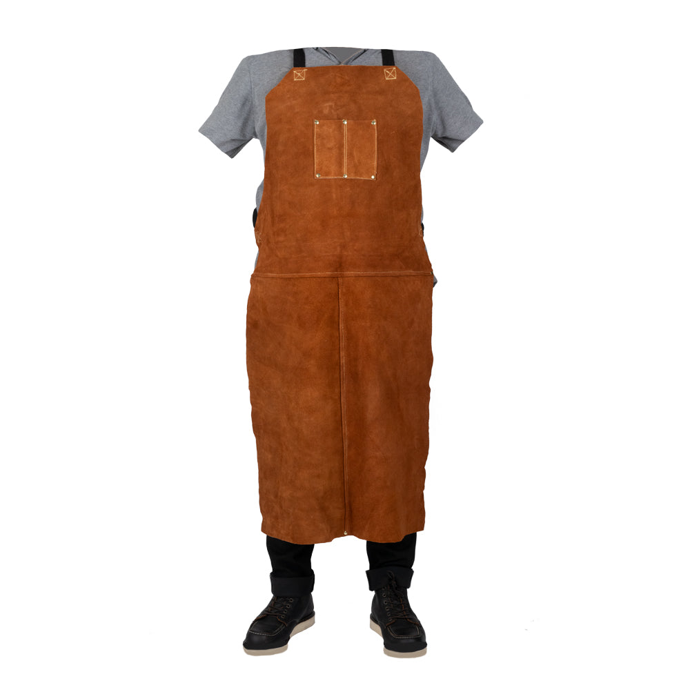 5052 SUPER PREMIUM DARK BROWN 24"X42" LEATHER BIB APRON