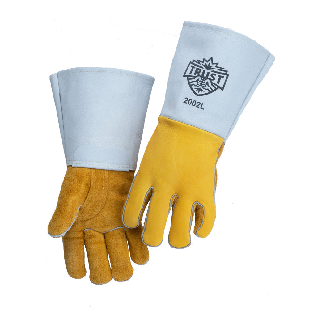 2002 PREMIUM GOLD DEERSKIN/COWHIDE STICK WELDERS GLOVE