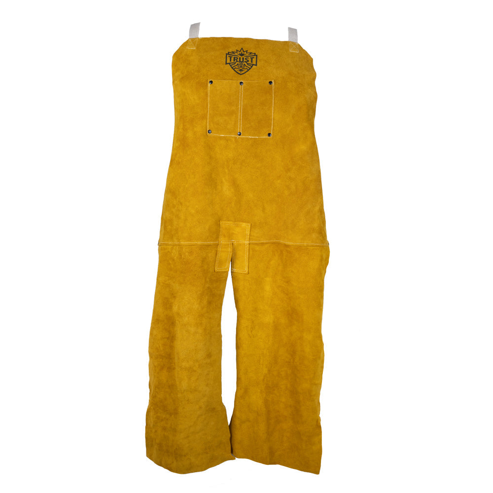 5063 PREMIUM GOLDEN BROWN 24"X42" LEATHER SPLIT LEG BIB APRON