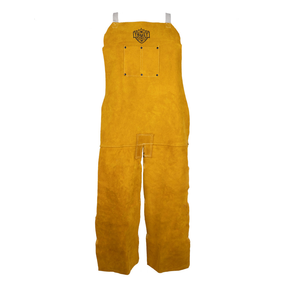 5065 PREMIUM GOLDEN BROWN 24"X48" LEATHER SPLIT LEG BIB APRON
