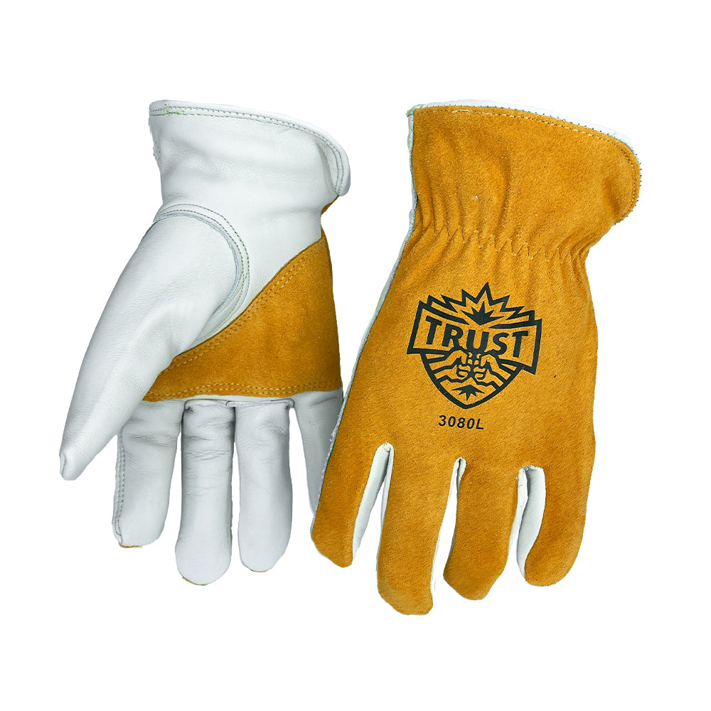 3080 SELECT TOP GRAIN/SPLIT COWHIDE DOUBLE PALM DRIVERS GLOVE