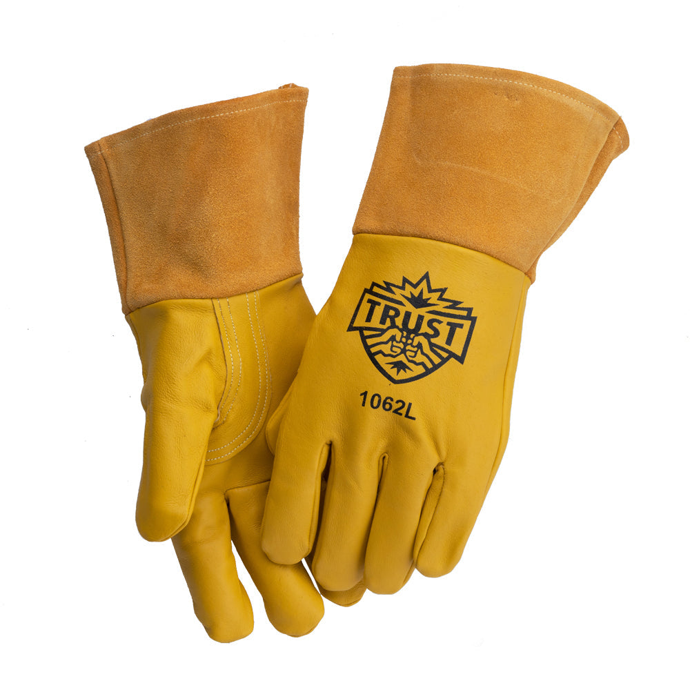 PIP 6021 Ironcat Premium Top Grain Pigskin Leather Mig Welder's Gloves w/ Kevlar Stitching - Split Leather Gauntlet Cuff PIP 6021 Ironcat Premium Top Grain Pigskin Leather Mig Welder's Gloves w/ Kevlar Stitching - Split Leather Gauntlet Cuff